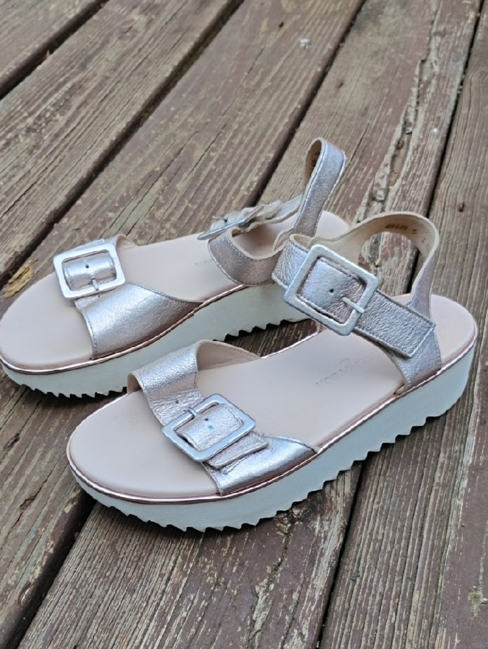 Paul Green Metallic Rose Gold Strap Sandals